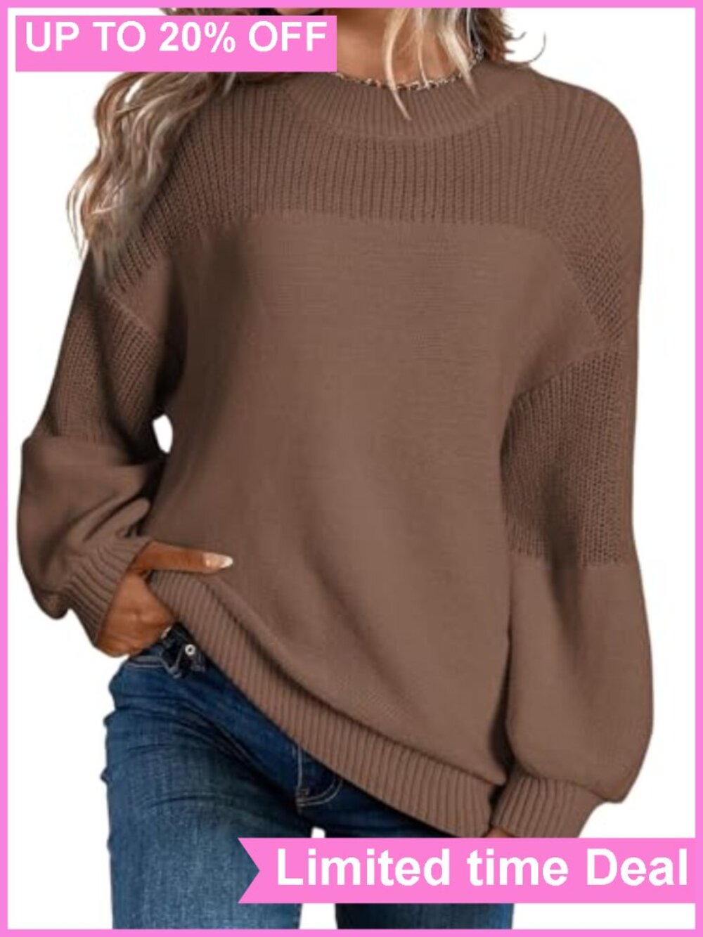 Oversized Long Sleeve Crewneck Pullover Sweater Soft Loose Fit Women's Casual